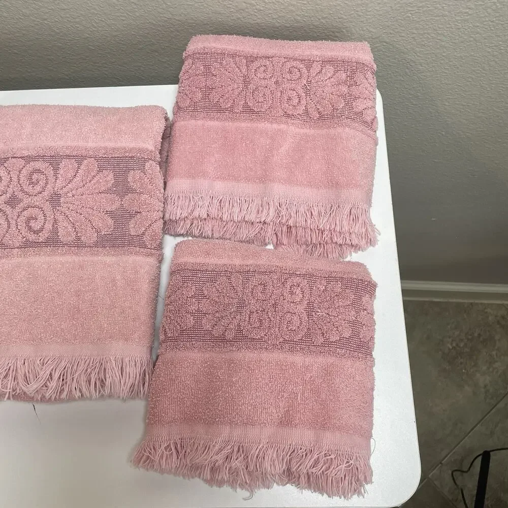 Cannon Monticello Santa Cruz Towels Pink Mauve 1 Bath 2 Hand 4 Washcloth Fringe